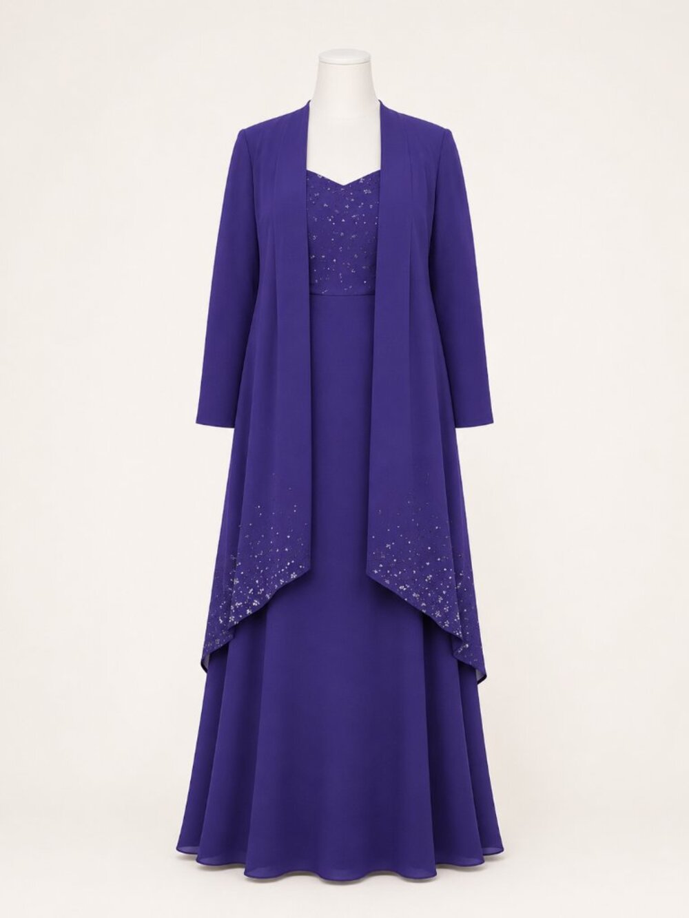 After Dark 3 Pc. Long Gown Set Purple with Beading Size 12 NWT